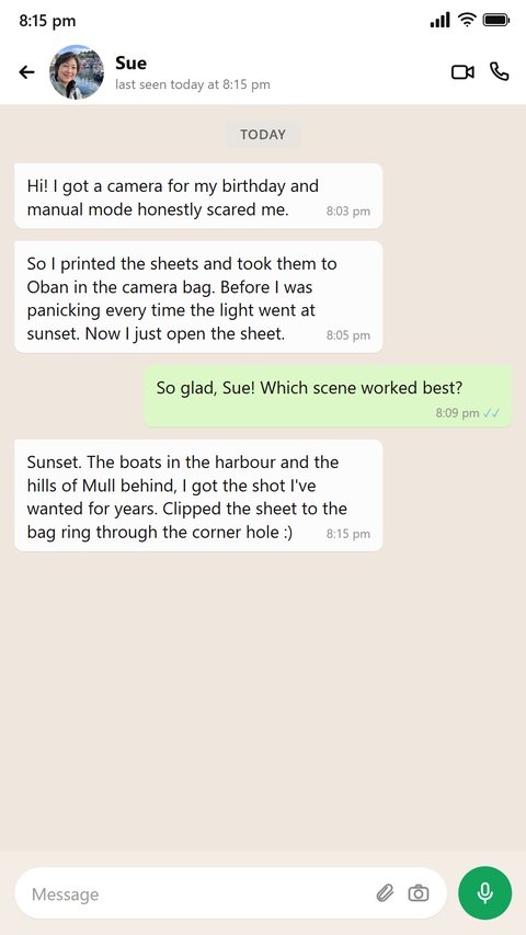 Someone printed the sheets and took them on a trip in the camera bag