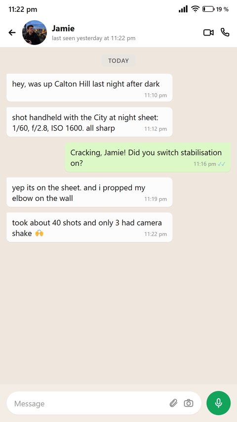 Someone writes about the City at night sheet, shooting on Calton Hill